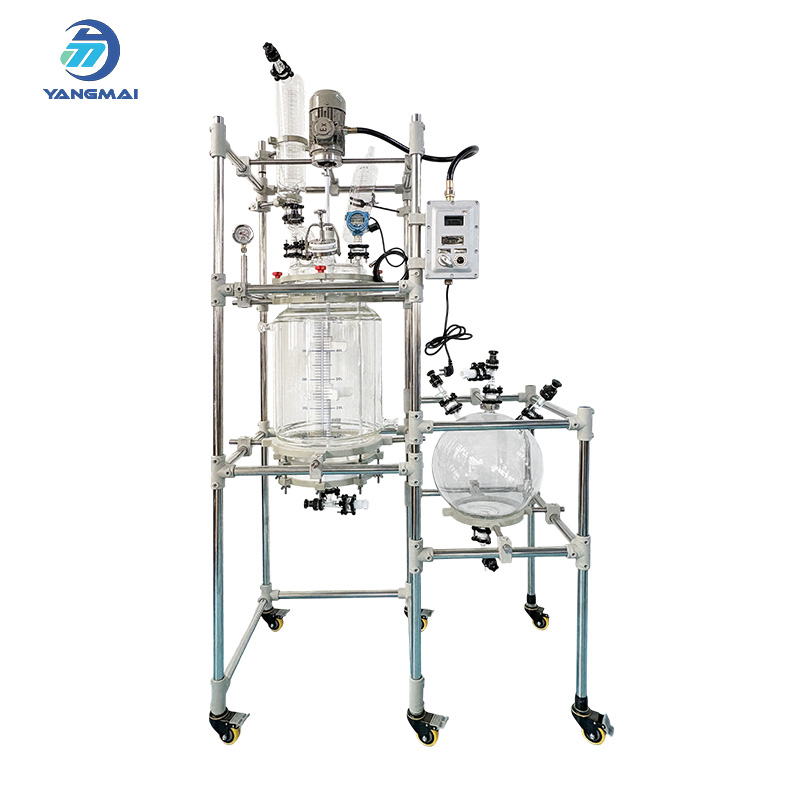 50L Explosion Proof Solid Phase Glass Reactor For Pharmaceutical Peptide Synthesis